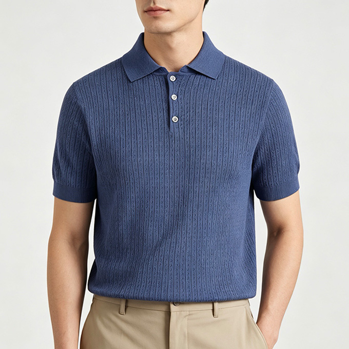 loro piana waffle knit silk cotton polo shirt
